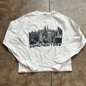 Brandy Melville White New York Graphic Crew Neck